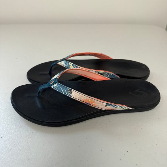 Olukai Hi'opio Hawaiian Floral Sandals Women's Size 9 Beach Resort Casual - Picture 6 of 8